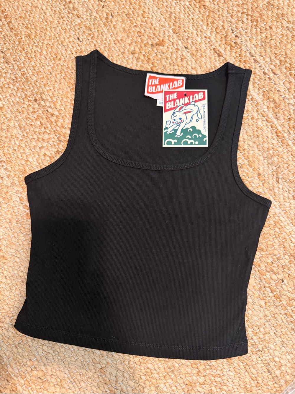 Women's Black Ribbed Scoop Tank
